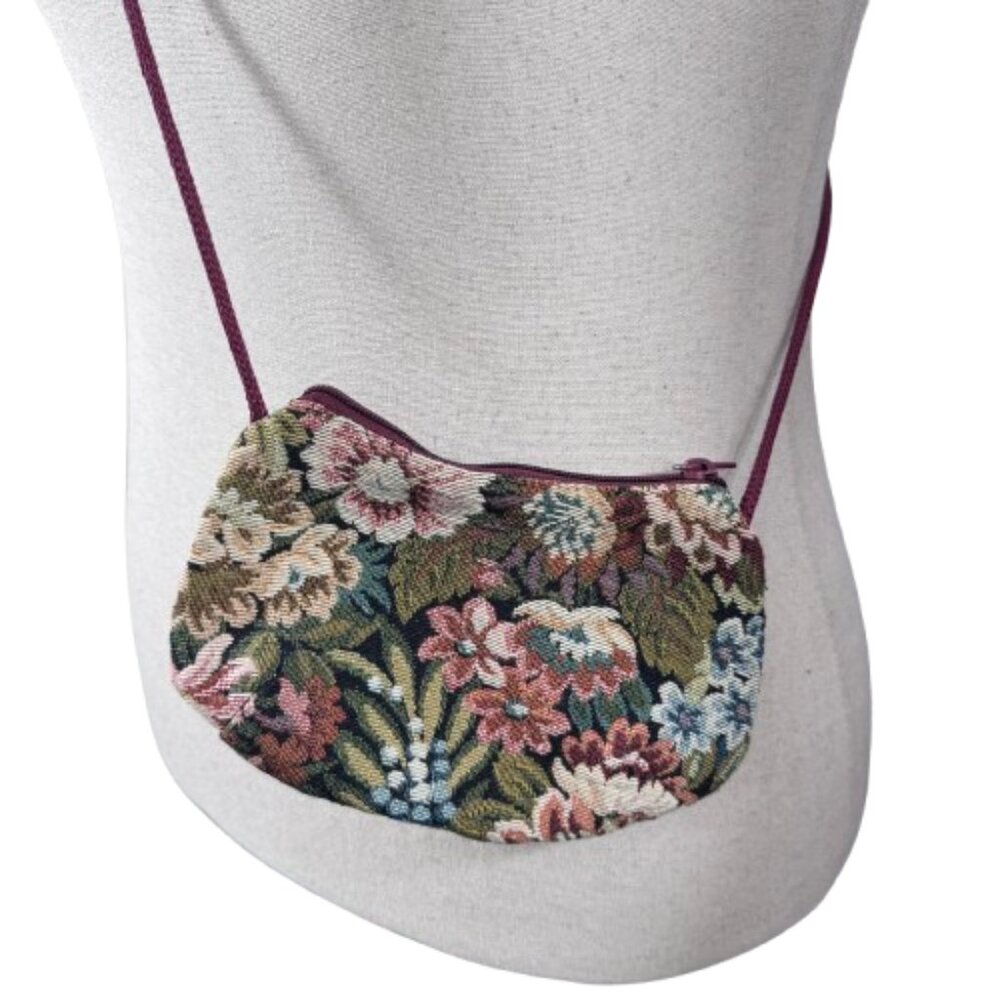 Floral Botanical Tapestry Romantic Crossbody Mini Zippered Boho Purse Bag